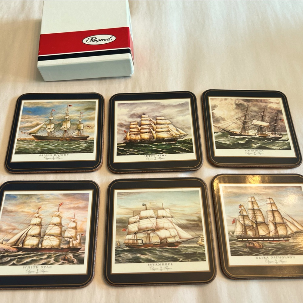 Vintage Set of 6 pimpernel clipper ships coasters